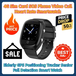 4G Sim Card SOS Phone Video Call Heart Rate Smartwatch Elderly GPS Positioning Tracker Senior Fall Detection Smart Watch