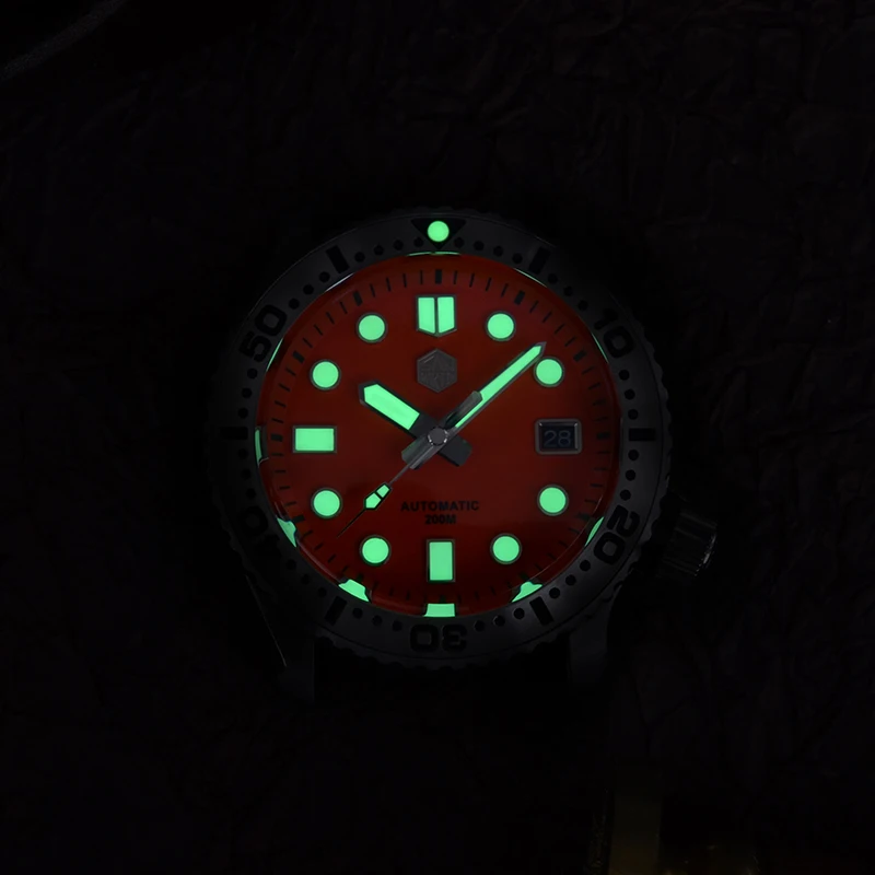 San Martin Men Dive Watch Mens Automatic Watches Luxury Wristwatch Sapphire 200M Waterproof C3 Luminous Stainless Steel Bezel