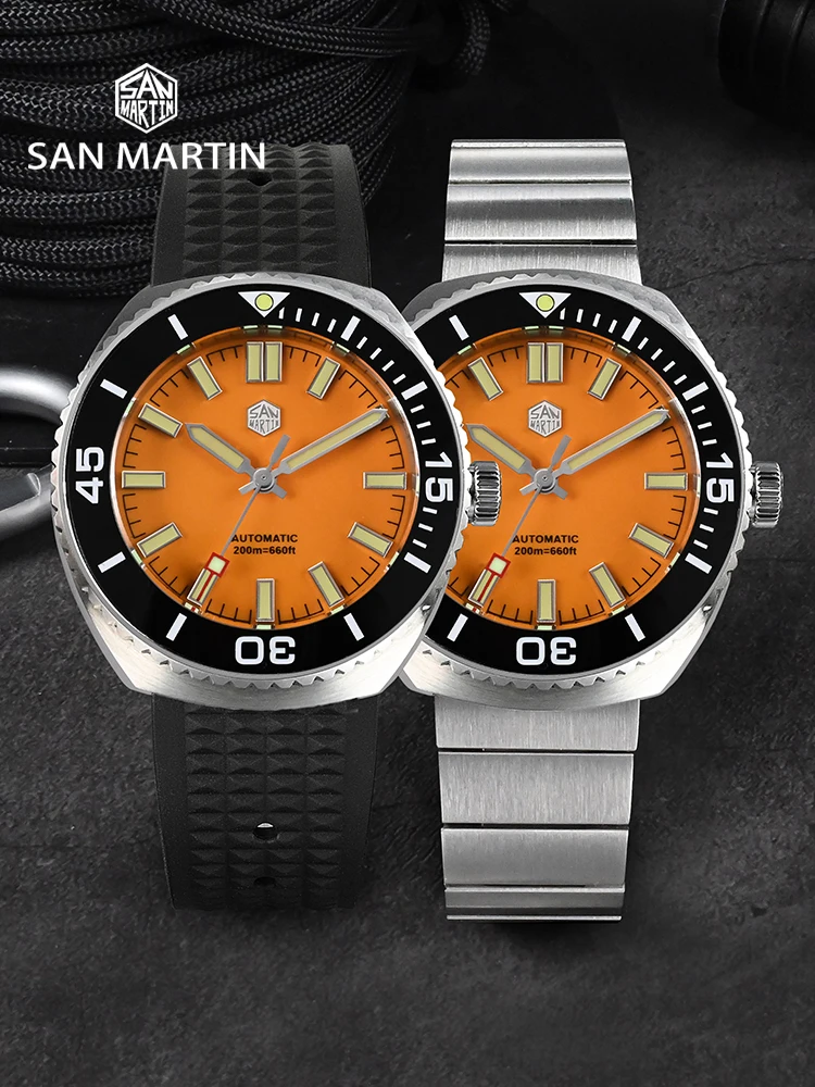San Martin 2025 New 40mm Enamel Dial Men Dive Watch Original Design NH35 Automatic Mechanical Waterproof 200m Luminous SN0045