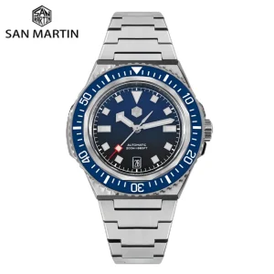 San Martin 41mm Enamel Gradient Dial Men Diving Watch Mechanical NH35 Wristwatch Monocoque Case Sports 6H 20Bar BGW-X1 SN0146