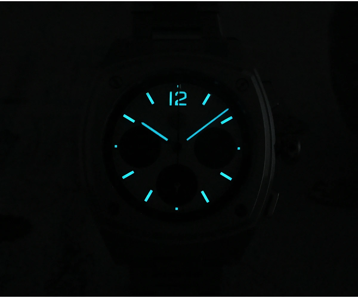 San Martin Men Luxury Watch Chronograph Square Quartz Watches 39.5mm Wristwatch 10ATM Waterproof Sapphire BGW-9 Luminous VK63