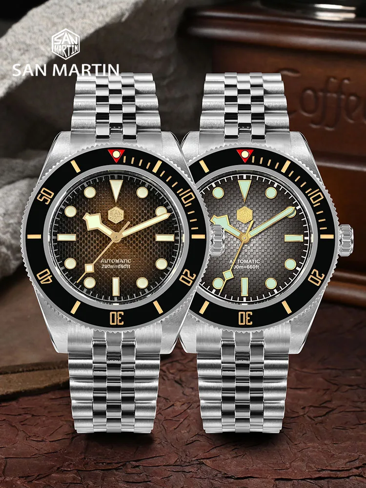 San Martin 3D Waffle Dial New 40mm Dive Watch NH35 Men’s Watches Automatic Mechanical Sapphire Waterproof 200m Luminous SN0128