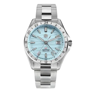 San Martin Men GMT Watch 39mm Automatic Mechanical Wristwatch Diving 10ATM Waterproof BGW-9 Luminous Sapphire NH34 Steel Bezel