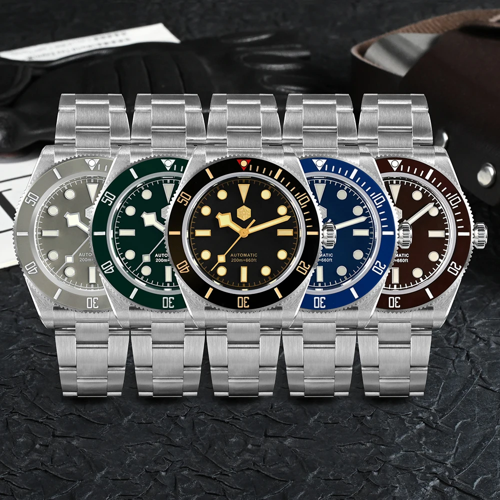 San Martin 40mm Vintage Diver Luxury Men Wristwatch Brand Classic BB58 PT5000 Automatic Mechanical Watches Sapphire 20Bar SN0008