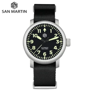 San Martin 40mm YN55 Retro Coin Bezel Pilot Watch Self Winding Wristwatch C3 Luminous 10Bar Waterproof Reloj Automático SN0143
