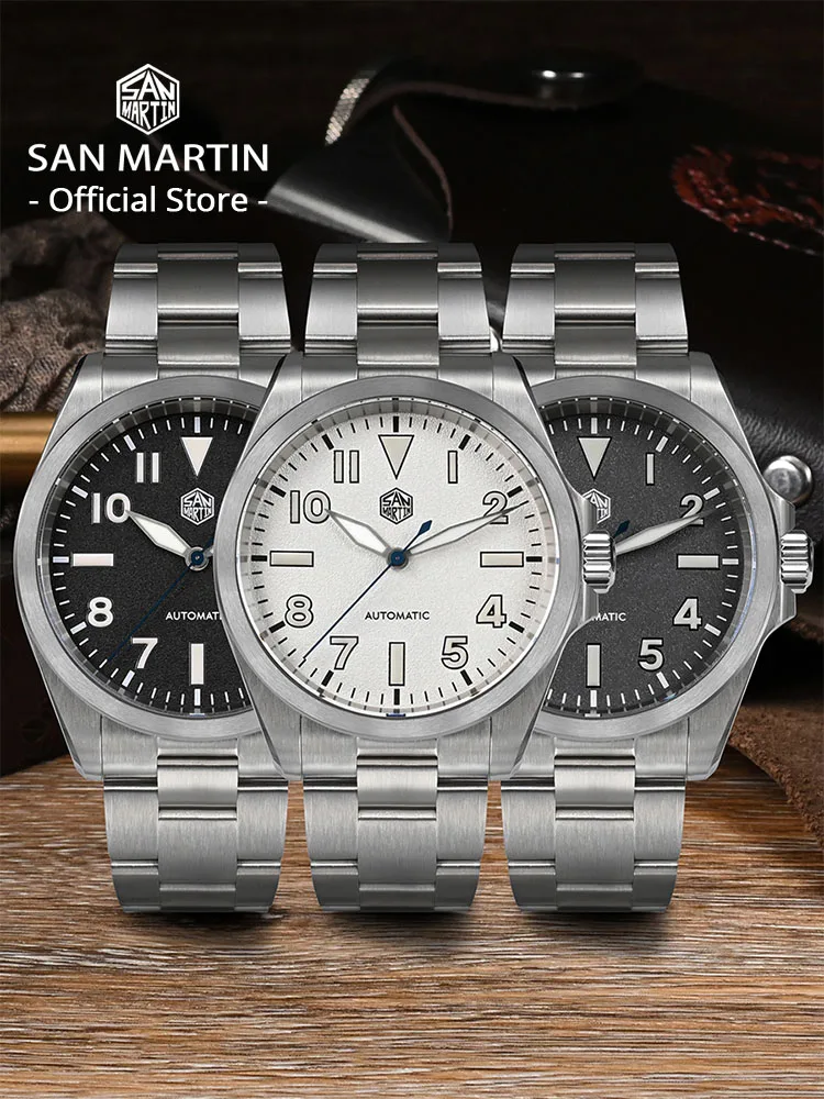 San Martin Men Sport Watch 40mm Pilot NH35 Automatic Mechanical Wristwatch Sapphire Waterproof 100m With OTF Clasp SN0132
