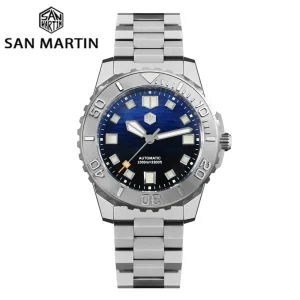 San Martin 1000m Waterproof Sea Waves Texture Dial 43mm Men Diver Watch Helium Escape Valve NH35 Automatic Mechanical SN0147