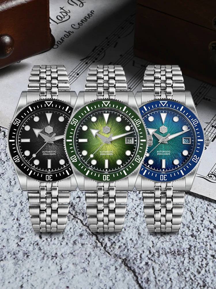 San Martin Automatic Watch 37.5mm 9015 Enamel Gradient JianZhan Dial Mechanical Wristwatch Luminous Sapphire 20Bar SN0148GX - Image 3