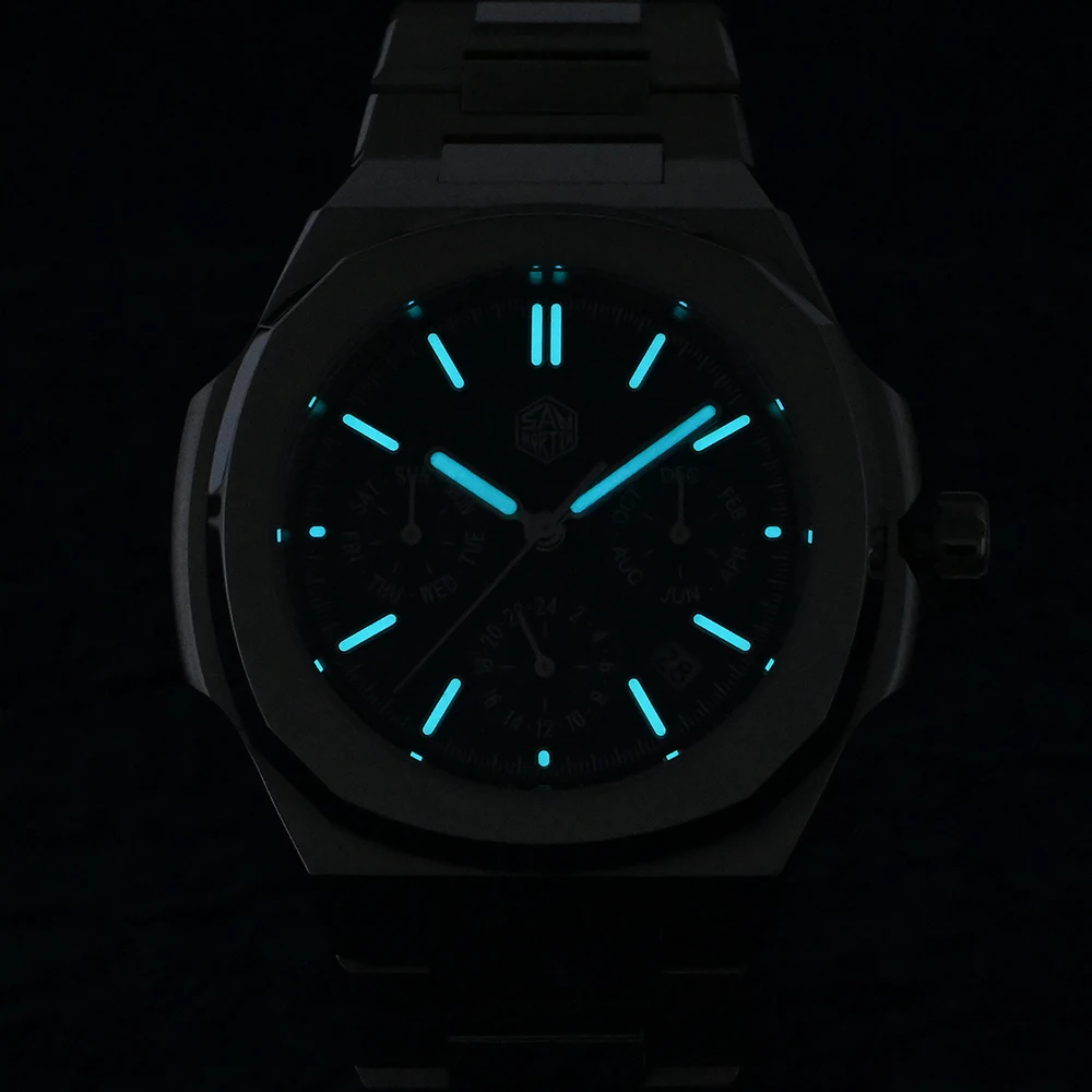 San Martin Men Luxury Watch Automatic Mechanical Wristwatch Luminous 100M Waterproof Sapphire Miyota 9120 Two-Tone FKM Rubber