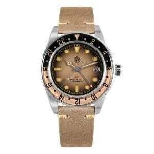 San Martin Men GMT Watch 40mm Automatic Mechanical Wristwatch 200M Waterproof C3 Luminous Bidirectional Sapphire Bezel NH34