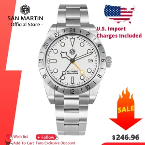 San Martin New 39mm NH34 BB GMT Automatic Mechanical Watch Sport Watch Sapphire Luminous Waterproof 100m for Men Relogio SN0054