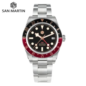 San Martin 39mm NH34 Mechanical GMT Watch For Man Automatic Wristwatch 3H Date Waterproof 10Bar Reloj BGW9 Lume часы SN0109