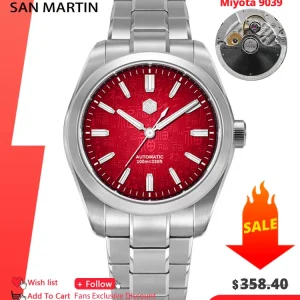 San Martin 39mm Chinese Style 3D "Fu" Hundred Blessings Dial Miyota 9039 Men Automatic Mechanical Watch Original Design SN0144