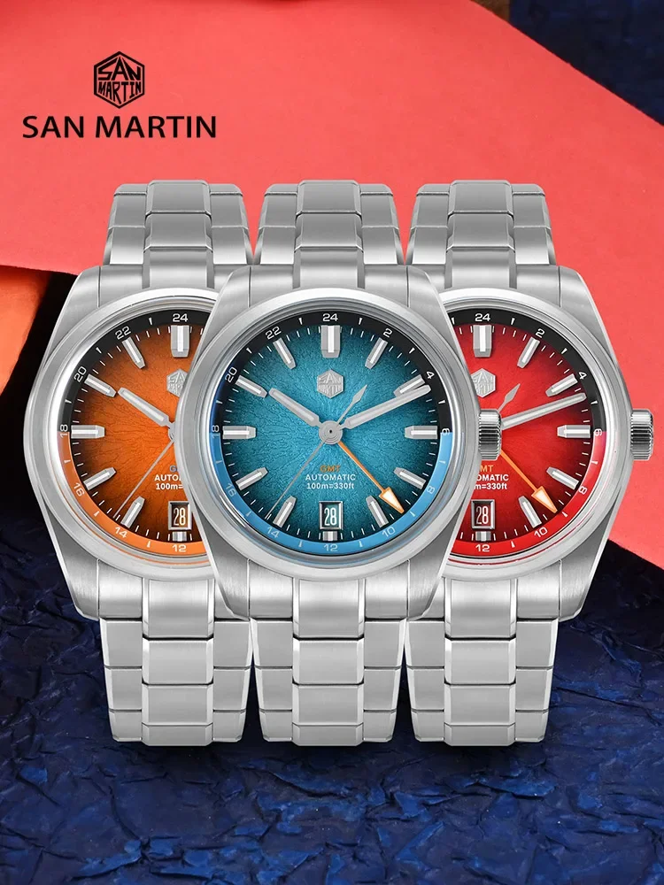 New San Martin 39mm Watch Enamel JianZhan GMT Miyota 9075 Automatic Mechanical Luxury Gada Men Dive Watch Chinese Style SN0144