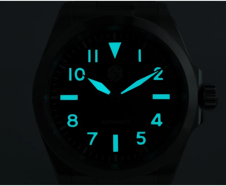 San Martin Men Automatic Watch 40mm Luxury Mechanical Wristwatch 100M Waterproof BGW-9 Luminous Sapphire NH35 Fire Textured Dial