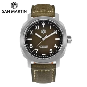 San Martin SN0065 40mm Men Watch YN55A Automatic Mechanical Movement Vintage Gradient Brown Dial Watches Sapphire Luminous