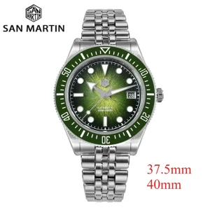 San Martin 37.5mm Men Diver Watch Miyota 9015 Enamel Sunburst Dial Luxury Automatic Mechanical Watches Waterproof 200m SN0148GX