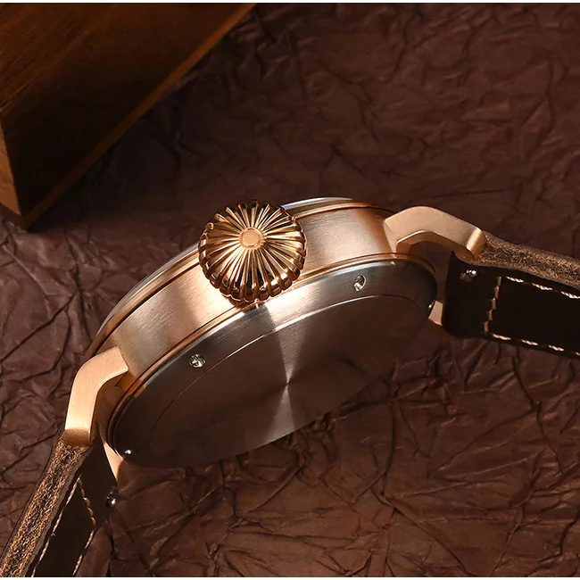 San Martin Men Pilot Watch Luxury 45mm Bronze Automatic Mechanical Wristwatch 100M Waterproof C3 Luminous Onion Crown YN55A - Image 4