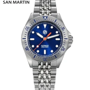 San Martin Original Design 38.8mm Upgrade Diver Watch Sunburst Enamel Dial NH35 Automatic Mechanical Luxury Waterproof 200m Lume