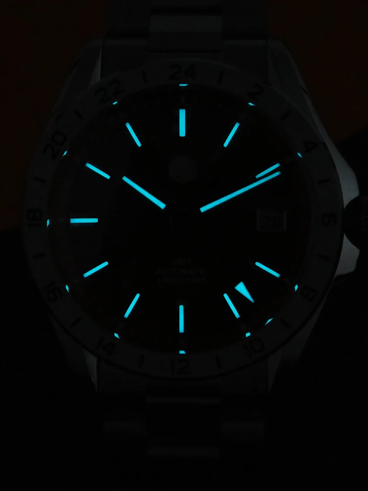 San Martin 39mm Natural Gemstone Dial Men Watch Mechanical NH34 Automatic GMT Wristwatch Luxury Sapphire BGW-X1 Swim SN0129B - Image 6