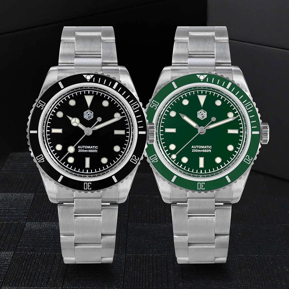 San Martin 38mm Upgrade Classic 6200 Diving Watch Automatic Mechanical Men Luxury Wristwatch Sapphire Waterproof 200m SN0004