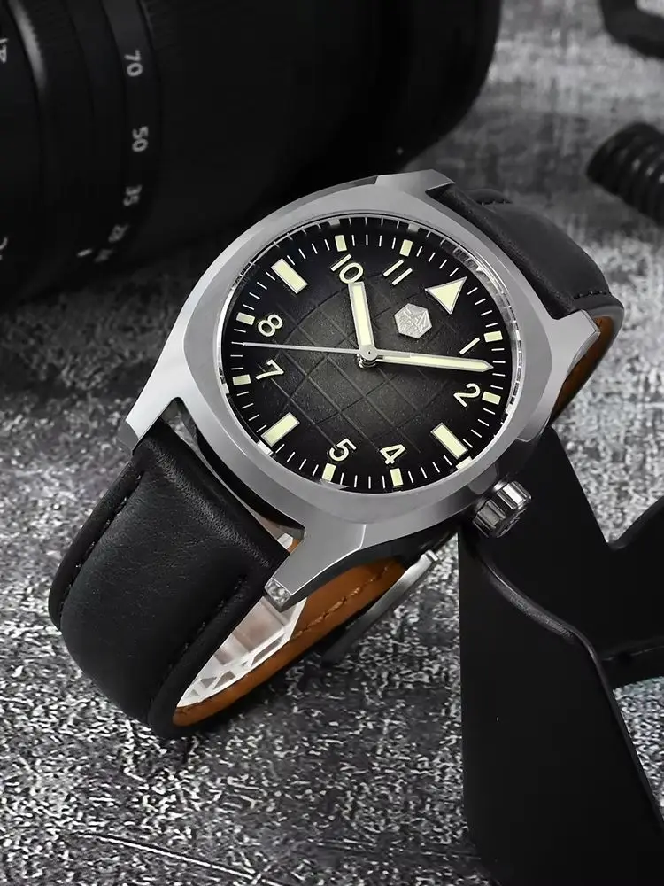 San Martin 38mm Sport Mechanical Watch Men Wristwatch Automatic Vintage Sapphire 10Bar Relógio Masculino SN0026AG-2