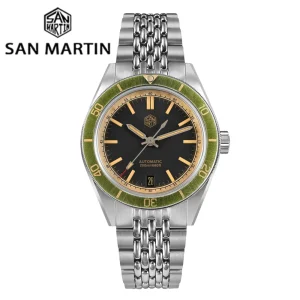 San Martin 39.5mm Men Dive Watch Vintage Distressed Effect NH35 Automatic Mechanical Watch Waterproof 200m C3 Lume SN0116 Reloj