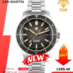 San Martin 2025 New Upgraded Version 40mm Dive Watch Men Original Design NH35 Automatic Mechanical Waterproof 200m SN0118