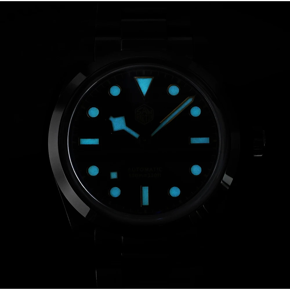 San Martin Men Pilot Watch 37mm Automatic Mechanical Wristwatch 100M Waterproof BGW-9 Luminous Snowflake Hands PT5000 SW200