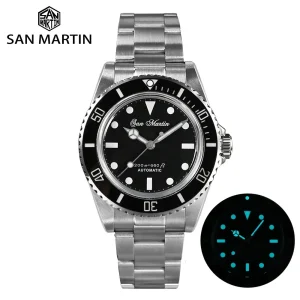 San Martin 39mm Men Diver Watch Vintage Classic Luxury Automatic Mechanical Self-winding Watches Sapphire Mirror 20Bar Luminous