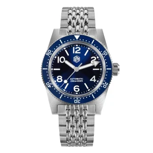 San Martin Men Automatic Watch 37mm Luxury Mechanical Wristwatch Sapphire Diver 200M Waterproof BGW-9 Luminous Adjustable Clasp