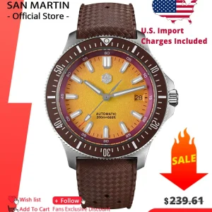 San Martin 40mm Dive Watch Original Design NH35 Automatic Mechanical Fashion Men Watch Sapphire Waterproof 200m Luminous SN0118