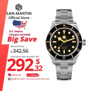 San Martin BB58 Luxury Men Watch 40mm Classic Retro Diver PT5000 Automatic Mechanical Watches Sapphire Waterproof 200m Luminous
