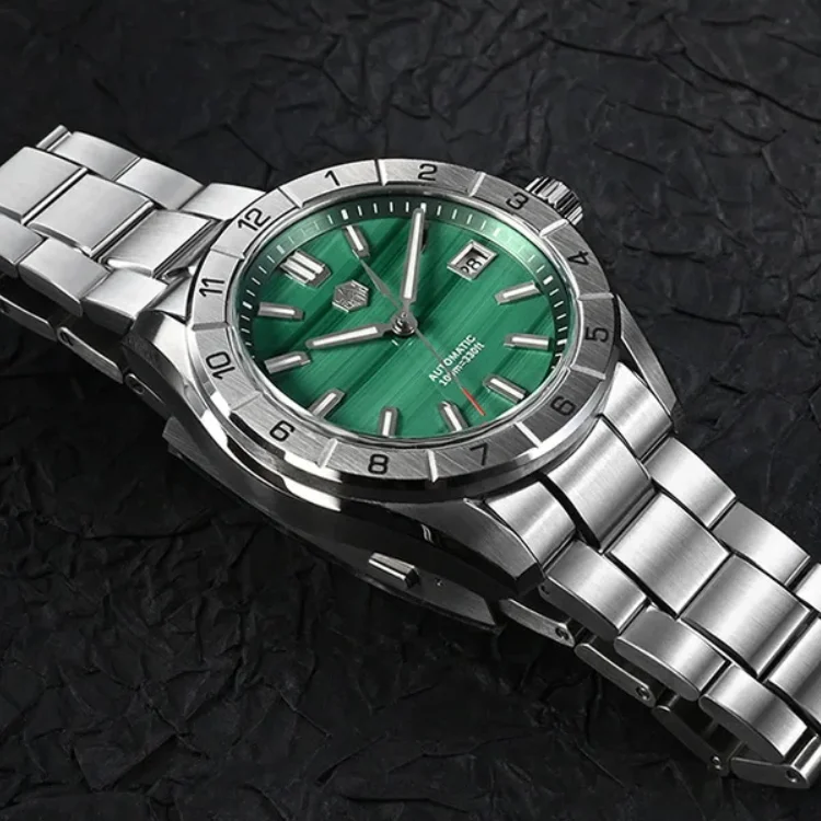 San Martin Men Automatic Watch Luxury 42mm Mechanical Wristwatch 10ATM Waterproof Luminous Sapphire Peacock Gemstone Dial NH35