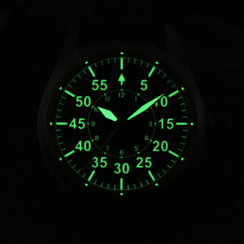 San Martin Mens Pilot Watches Titanium Watch Automatic Military Mechanical Wristwatch 200M Waterproof C3 Luminous Sapphire YN55