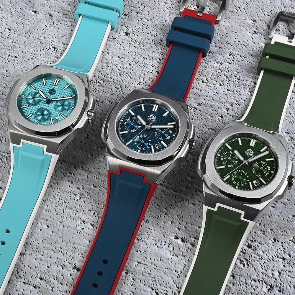 San Martin 43mm Luxury Men Watch Business Multifunctional Miyota 9120 Automatic Mechanical Watches Luminous Waterproof SN0075