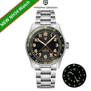 2025 NEW PAGANI DESIGN Top PD1784 Japan NH34 GMT Automatic Mechanical Waterproof Men Watch Brand Sapphire Glass reloj hombre
