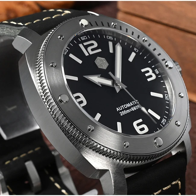 San Martin Mens Automatic Watches 43mm Diver Military Mechanical Wristwatch Sapphire 200m Waterproof Luminous Miyota 8315 8215