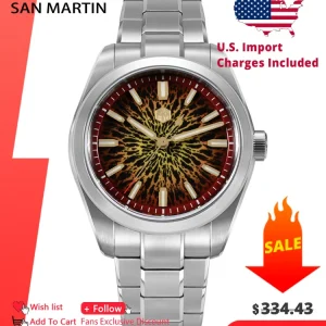 San Martin 39mm SN0144 JianZhan Dial Gada Watch Miyota 90S5 Original Design Luxury Dress Men Automatic Mechanical Wristwatch