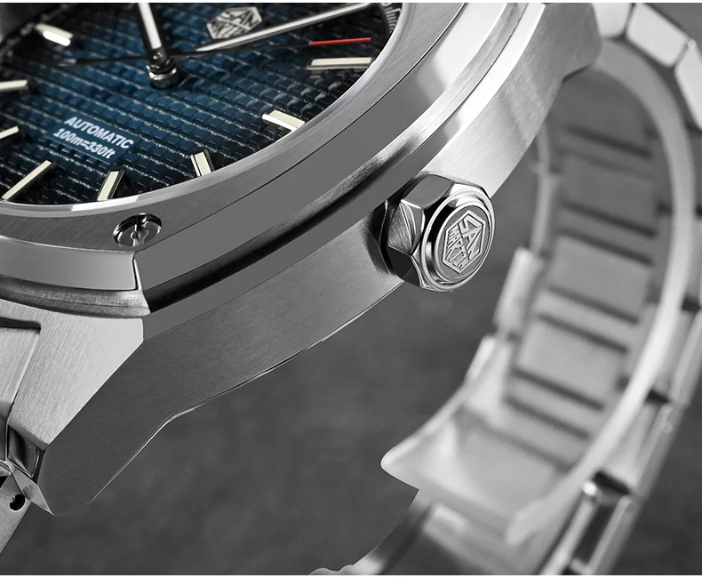 San Martin Mens Automatic Watches 39.5MM Luxury Mechanical Wristwatch Square Sapphire 100M Waterproof BGW9 Luminous PT5000 SW200