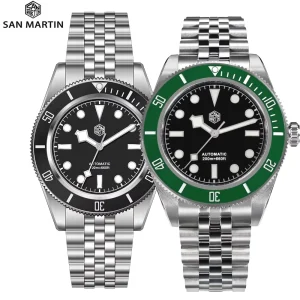 San Martin SN0128 40mm Diver Watch NH35 Automatic Mechanical Enamel Dial Classic Men Watches Waterproof 200m Sapphire Wristwatch