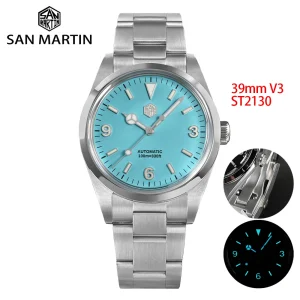 San Martin 39mm Men's Watch ST2130 V3 Sports Luxury Watches For Men Automatic Mechanical Sapphire Waterproof 100M SN0020G