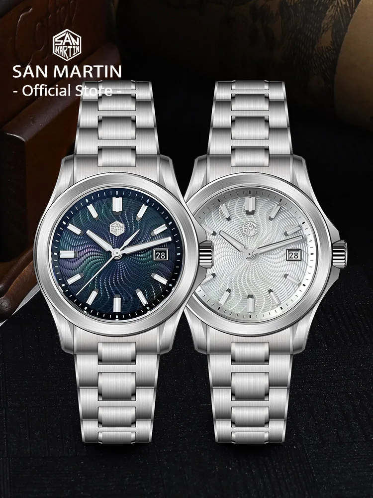 San Martin Official 39mm Guilloche MOP Dial Gada Watch Miyota 9015 Luxury Men’s Automatic Mechanical Watches 10 ATM reloj SN0150