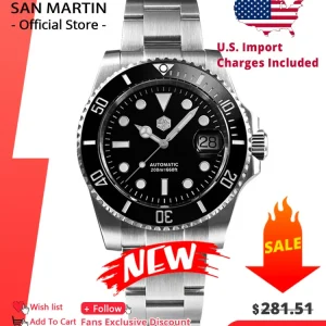 San Martin Upgraded Version 40mm Water Ghost Diver Watch Men Luxury Automatic Mechanical Watches Sapphire Waterproof 200m SN0017