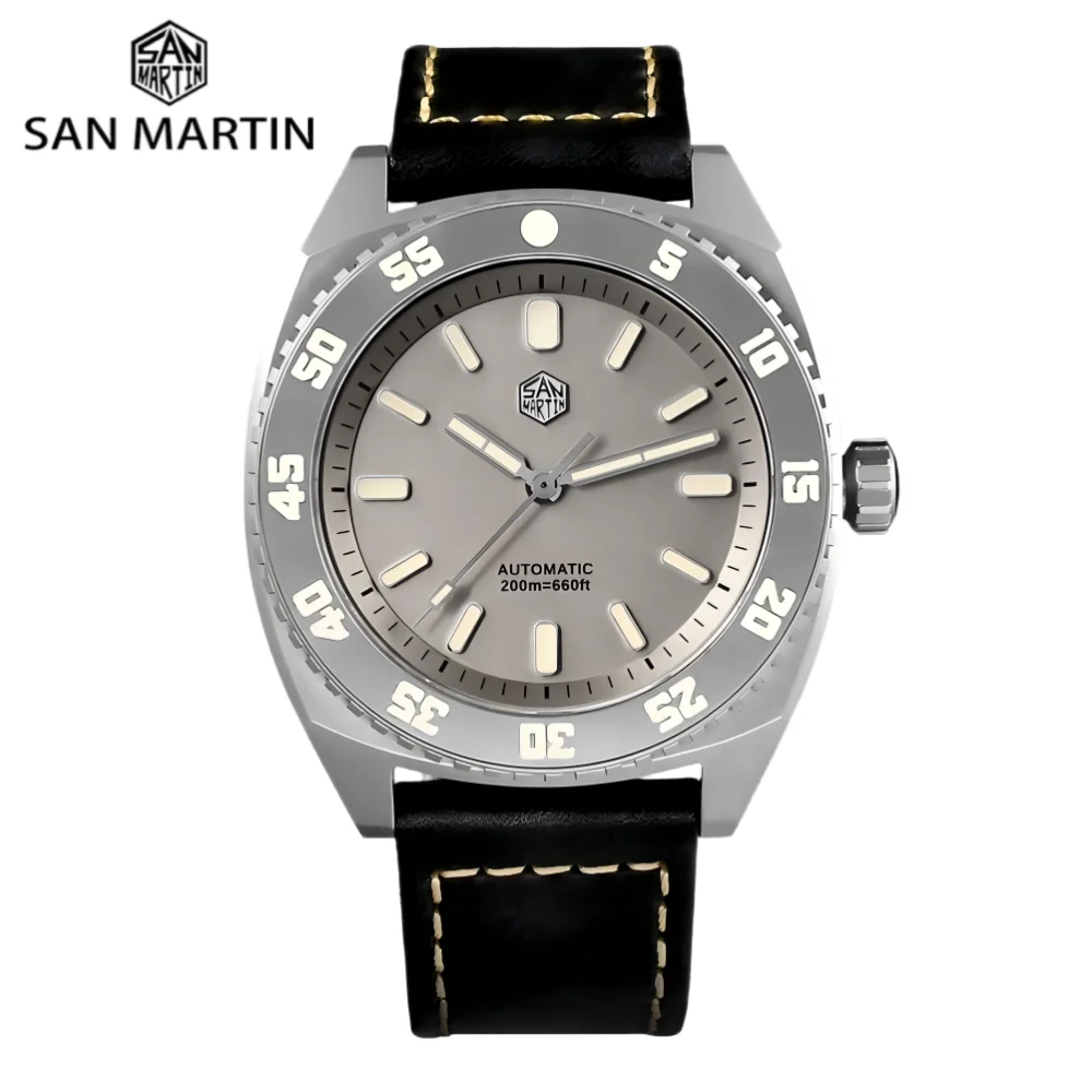 San Martin 43mm Grade 5 Titanium ST2100 Mechanical Watches For Men Diver's Wristwatch Automatic 200M Waterproof SN0027T-3
