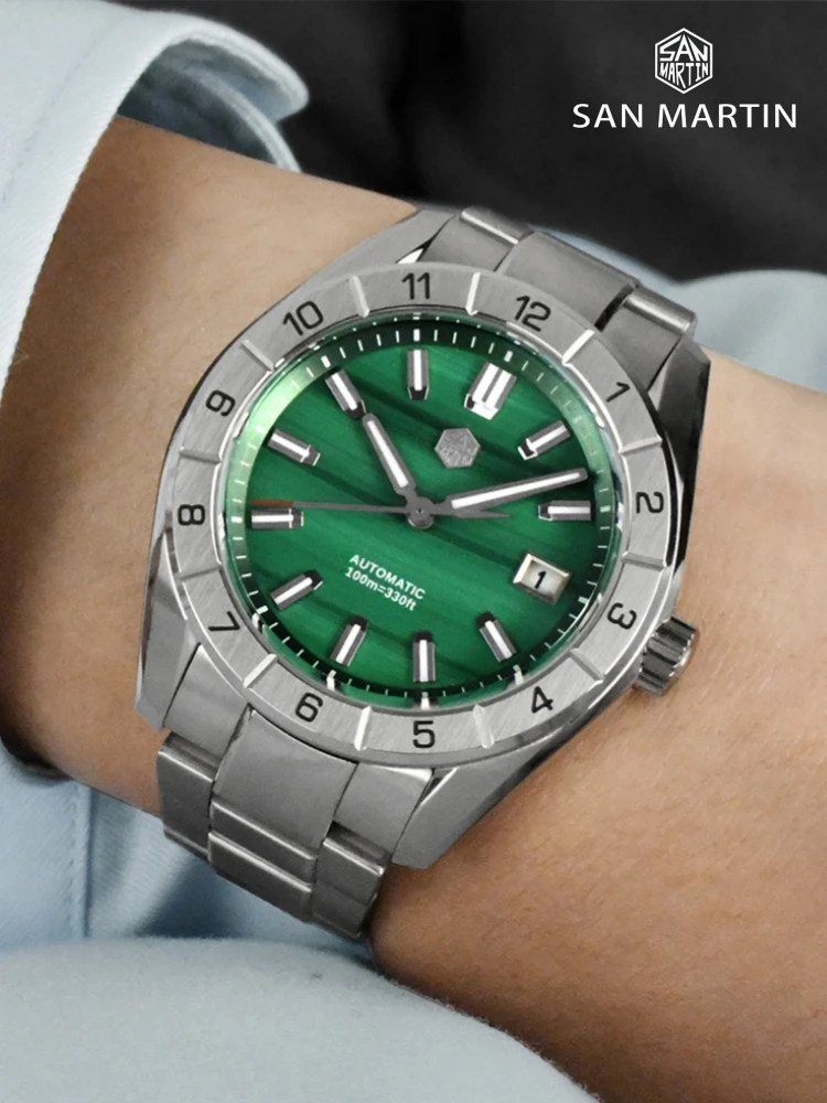 San Martin 42mm Gemstone Dial NH35 Watch For Men Self Winding Sapphire BGW-X1 Lume 10Bar Swim reloj hombre SN0130B