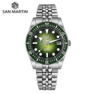 San Martin Automatic Watch 37.5mm 9015 Enamel Gradient JianZhan Dial Mechanical Wristwatch Luminous Sapphire 20Bar SN0148GX