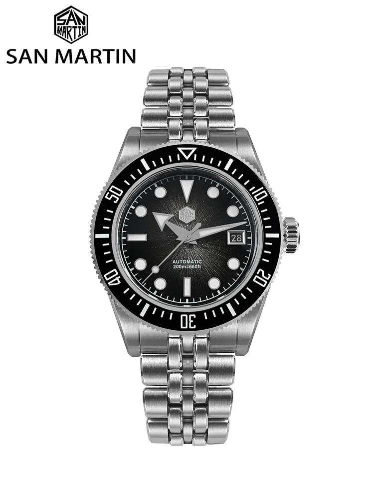 San Martin SN0148 Watch Miyota 9015 Enamel Sunburst Dial Automatic Mechanical Waterproof 200m Original Design Men Dive Watches