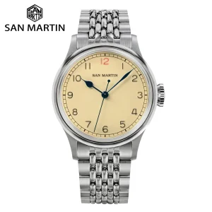 San Martin 38.5mm NH35 Mechanical Watch Niche Pilot Automatic Wristwatch Simple Vintage Sapphire Lume C3 10Bar Relojes SN0105NB