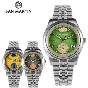 San Martin SN0144DG Original Design 39mm Men Watch Miyota 9132 Power Reserve Display Sport Watch Automatic Mechanical Waterproof